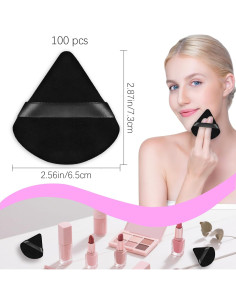 100 Esponjas de Maquillaje Triangulares Negras Jolbndcv 2