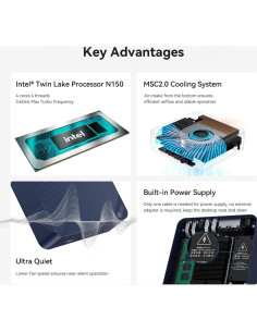 Mini PC Beelink EQ14, Intel N150, 16GB RAM, 500GB SSD, 4K 2