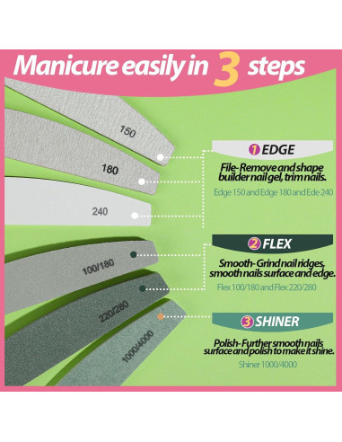 Juego de Limaduras y Pulidores de Uñas Teenitor, 12 Piezas