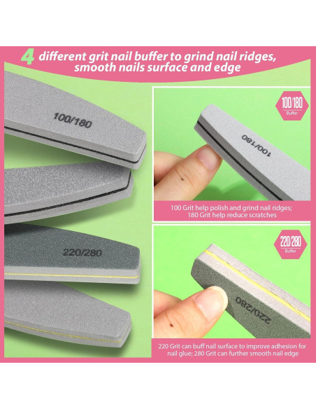 Juego de Limaduras y Pulidores de Uñas Teenitor, 12 Piezas