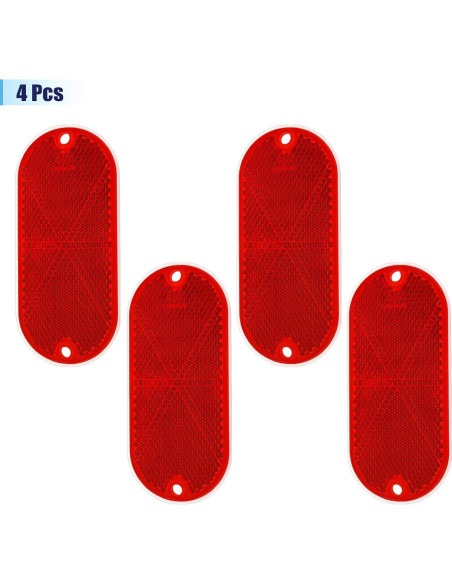 4 Reflectores Ovalados Rovella Rojo 11.4x5.1 cm Montaje Rápido