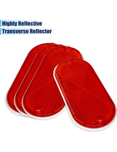 4 Reflectores Ovalados Rovella Rojo 11.4x5.1 cm Montaje Rápido