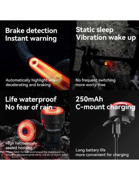 Tapones de Manillar Rockbros con Luz Sensor de Frenos IPX6