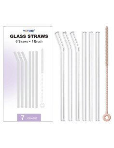 Juego de 6 Pajitas de Vidrio Reutilizables YOTIME con Cepillo