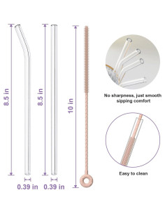 Juego de 6 Pajitas de Vidrio Reutilizables YOTIME con Cepillo 2