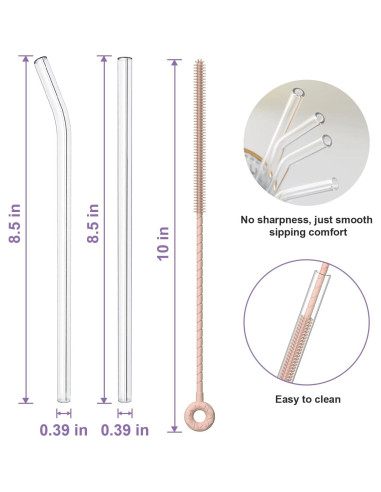 Juego de 6 Pajitas de Vidrio Reutilizables YOTIME con Cepillo
