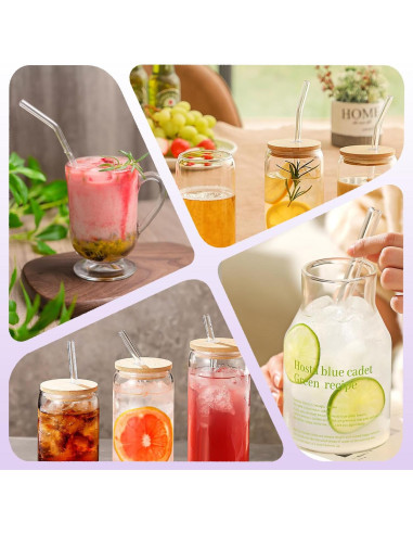 Juego de 6 Pajitas de Vidrio Reutilizables YOTIME con Cepillo