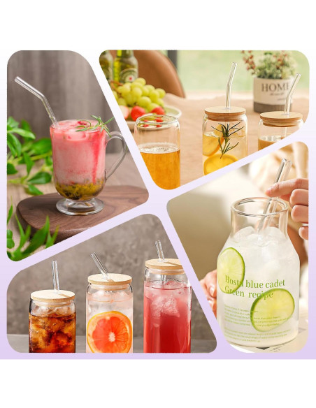 Juego de 6 Pajitas de Vidrio Reutilizables YOTIME con Cepillo