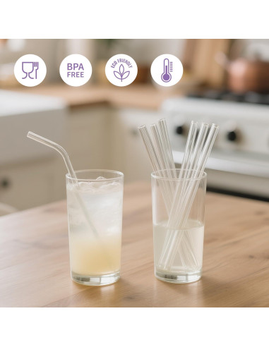 Juego de 6 Pajitas de Vidrio Reutilizables YOTIME con Cepillo