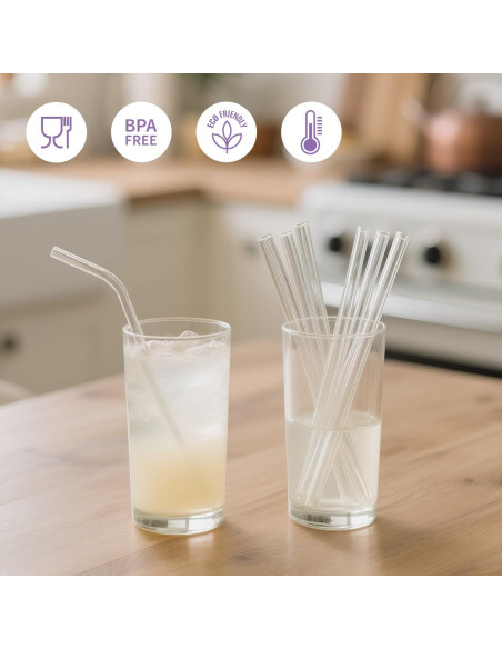 Juego de 6 Pajitas de Vidrio Reutilizables YOTIME con Cepillo