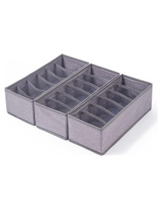 Organizador de Cajones Qozary 3 Pack 6 Celdas Plegable Gris