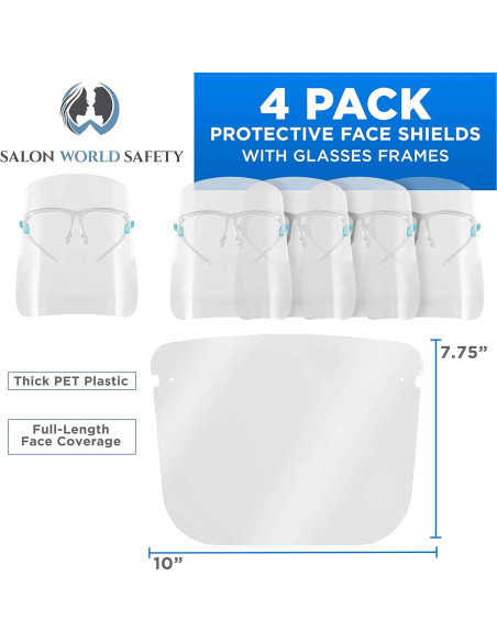 Escudos Faciales de Seguridad TCP Global - Paquete de 4 Ultra Claros