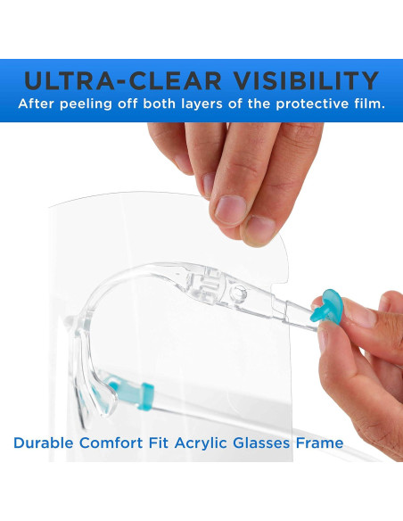 Escudos Faciales de Seguridad TCP Global - Paquete de 4 Ultra Claros