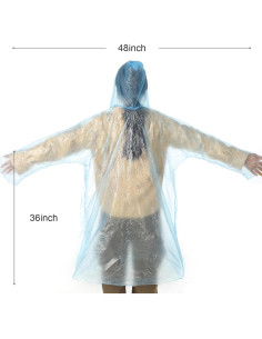 Paquete de 20 Ponchos de Lluvia Desechables Impermeables Azul 2