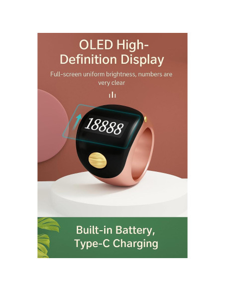 Contador Digital de Anillo Tasbih Ajustable Verde - Genérico