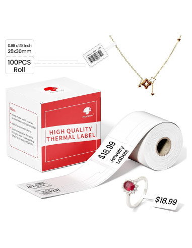 Etiquetas Térmicas Phomemo M110, 100 pcs, 30x25mm, Negro sobre Blanco