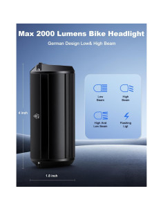 Luz Frontal de Bicicleta POWVINE EOS630 2000 Lúmenes Recargable 2