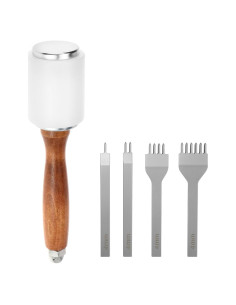Juego de Martillo y Punch de Piel QWORK 4mm para Artesanía