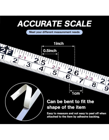 Paquete de 2 cintas métricas autoadhesivas 200 cm acero PPgod