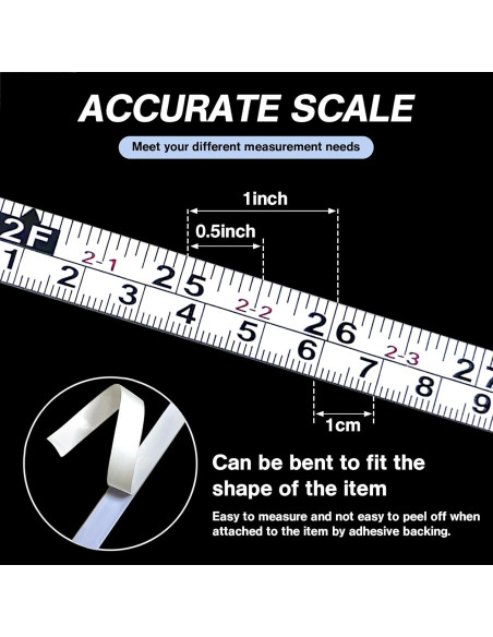 Paquete de 2 cintas métricas autoadhesivas 200 cm acero PPgod
