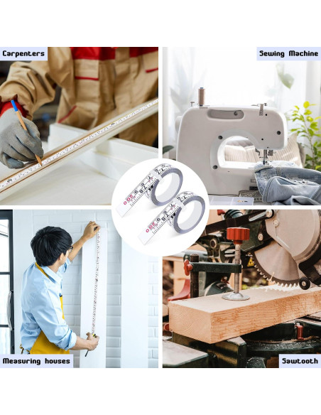 Paquete de 2 cintas métricas autoadhesivas 200 cm acero PPgod