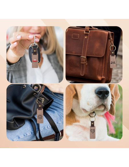 25 Llaveros de Madera Natural con Correa de Cuero PU Cobee