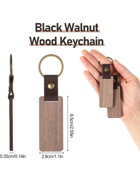 25 Llaveros de Madera Natural con Correa de Cuero PU Cobee