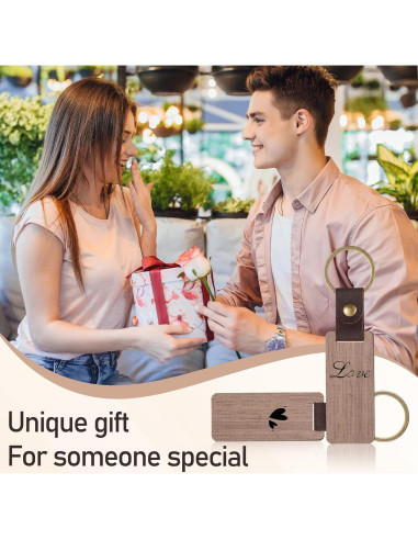 25 Llaveros de Madera Natural con Correa de Cuero PU Cobee