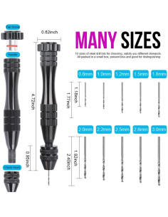 Taladro Manual LEOBRO 12 cm con 10 Brocas de Acero 0.8-3 mm 2