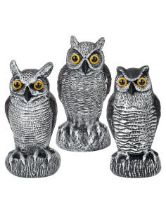 Paquete de 3 Búhos Decoy Ruolan para Repelente de Aves