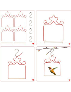 Paquete de 4 columpios para colibríes Eyrosa, rojos, 11.4 cm 2