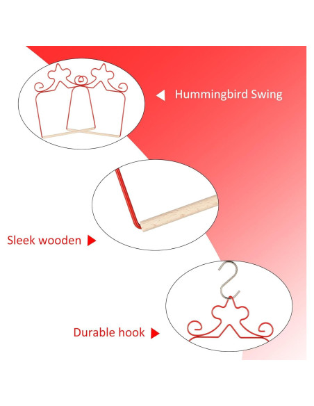 Paquete de 4 columpios para colibríes Eyrosa, rojos, 11.4 cm
