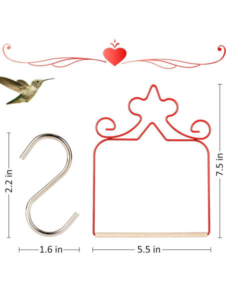 Paquete de 4 columpios para colibríes Eyrosa, rojos, 11.4 cm