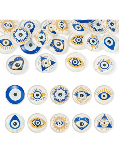20 Piezas Cabochones de Vidrio Ojo Maligno Crafans 25mm