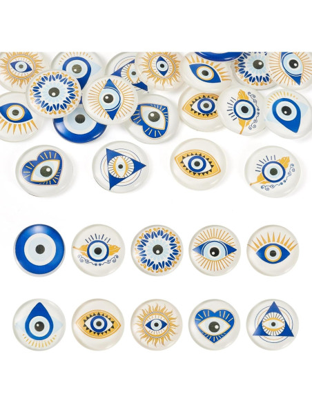 20 Piezas Cabochones de Vidrio Ojo Maligno Crafans 25mm