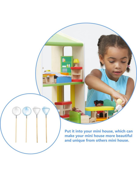 4 Piezas Red de Pesca en Miniatura Homoyoyo 10x2.5 cm Decoración