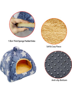 Cama Cueva para Cobayas GINIDEAR M 25.4cm Estrellas Grises 2