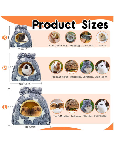 Cama Cueva para Cobayas GINIDEAR M 25.4cm Estrellas Grises