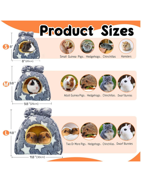 Cama Cueva para Cobayas GINIDEAR M 25.4cm Estrellas Grises