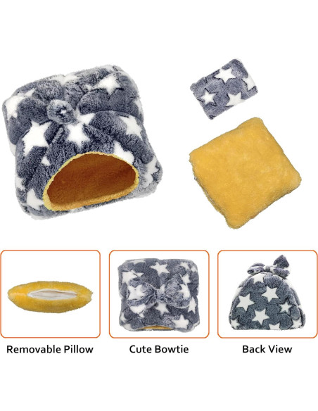 Cama Cueva para Cobayas GINIDEAR M 25.4cm Estrellas Grises