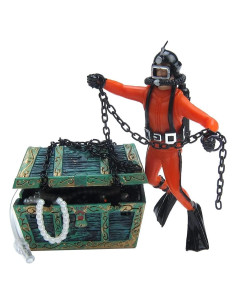 Adorno de Acuario Eyech Cofre del Tesoro Naranja 6x4.5cm