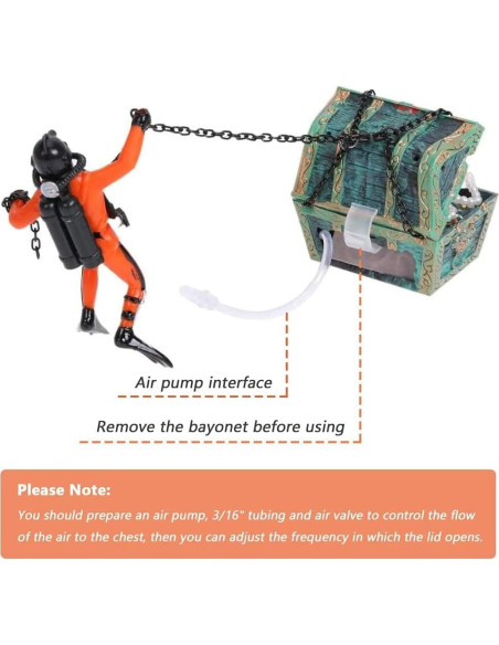 Adorno de Acuario Eyech Cofre del Tesoro Naranja 6x4.5cm