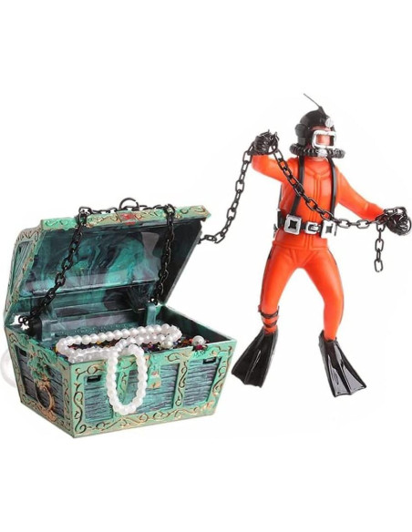 Adorno de Acuario Eyech Cofre del Tesoro Naranja 6x4.5cm