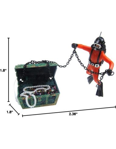 Adorno de Acuario Eyech Cofre del Tesoro Naranja 6x4.5cm