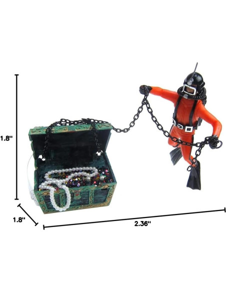 Adorno de Acuario Eyech Cofre del Tesoro Naranja 6x4.5cm