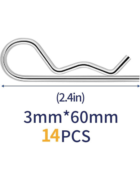 14 Pasadores de Cotter R-Clip BonxaxK 60mm Acero Inoxidable