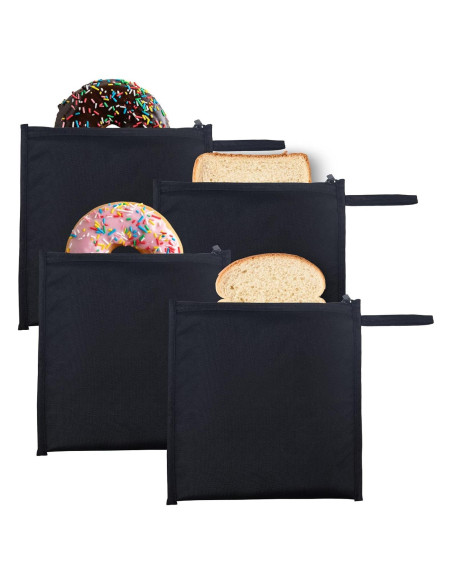 Bolsas de Sándwich Reutilizables Moyad 20x20 cm 4 Pzas Negro