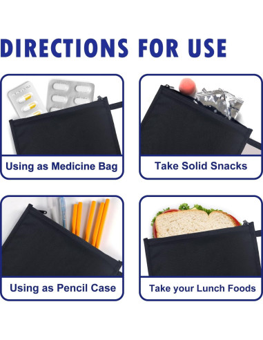 Bolsas de Sándwich Reutilizables Moyad 20x20 cm 4 Pzas Negro