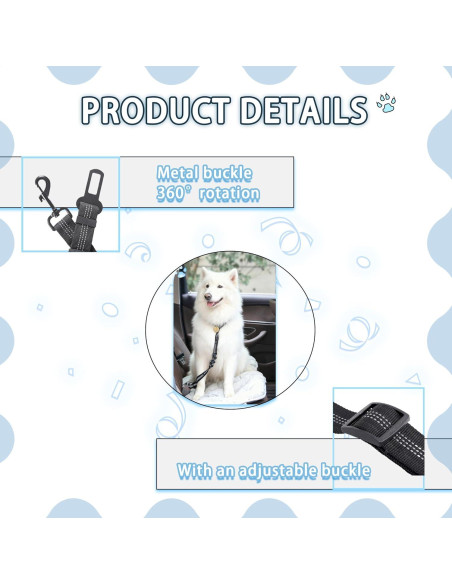Cinturón de Seguridad para Perros Gobelieve 2-Pack Ajustable