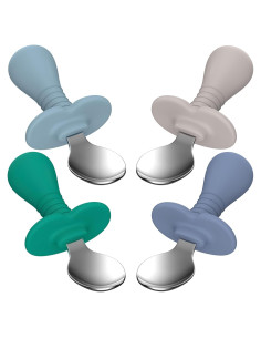 Set de 4 Cucharas para Niños SFCCMM de Acero Inoxidable y Silicona